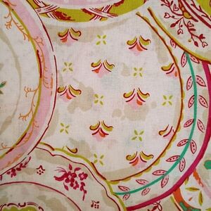 Pink and Green Floral Medallion Cotton Fabric